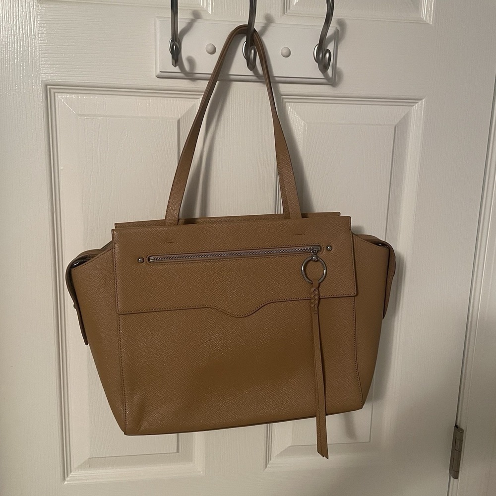 Rebecca Minkoff Gabby Womens Leather Tote Satchel Shoulder Bag Purse in Cool Tan
